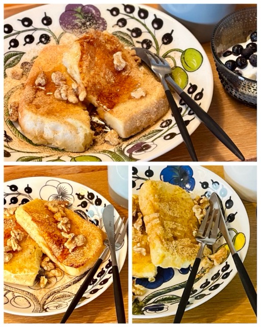 パラティッシに盛り付けたフレンチトースト